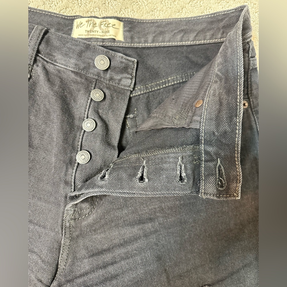 Sz 29 We the Free Free People black denim jean shorts high waist button fly - Picture 3 of 5